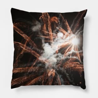 Gold fireworks abstract gold black smoke Pillow