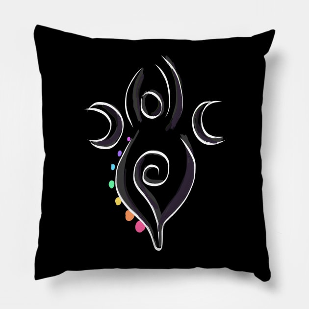 Spiral Goddess T-Shirt Three Symbol Wiccan Pagan and Chakras Pillow by BeesEz