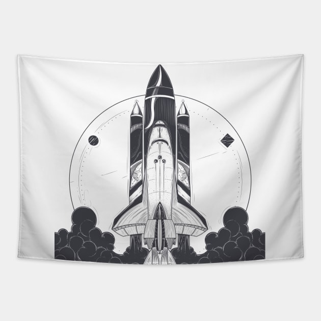 Space rocket Tapestry by Space wolrd