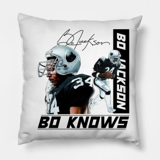 Bo Jackson Bo Knows Signature Vintage Legend Baseball Football Bootleg Rap Graphic Style Pillow