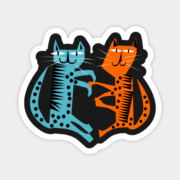 A Couple of Cool Cats, cool cat pattern Magnet by krisevansart