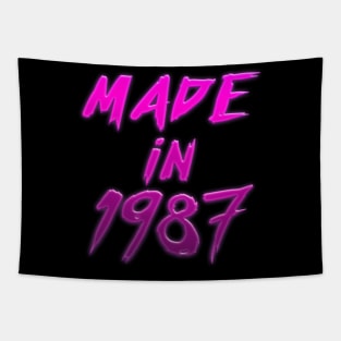 Made In 1987 - Retro Typography Birthday Gift Tapestry