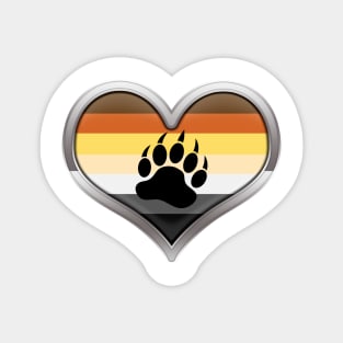 Large Gay Bear Pride Flag Colored Heart with Chrome Frame Magnet