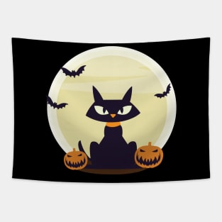 Black Cat Halloween Tapestry