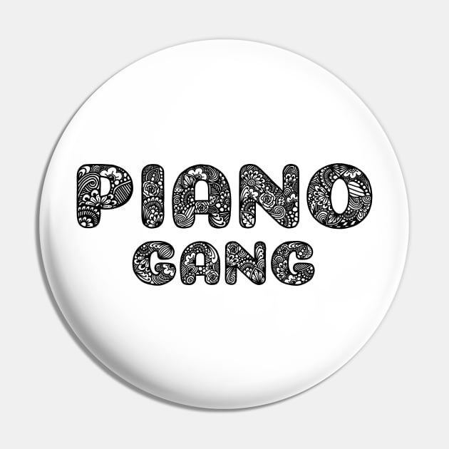 Piano Gang Zentangle Logo Pin by TheHermitCrab