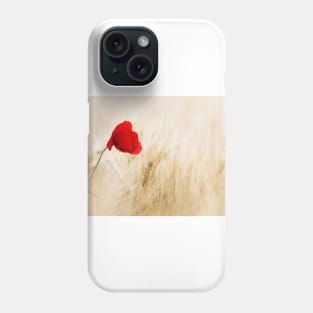 Red Rose on Unfocused Wheat Field Phone Case