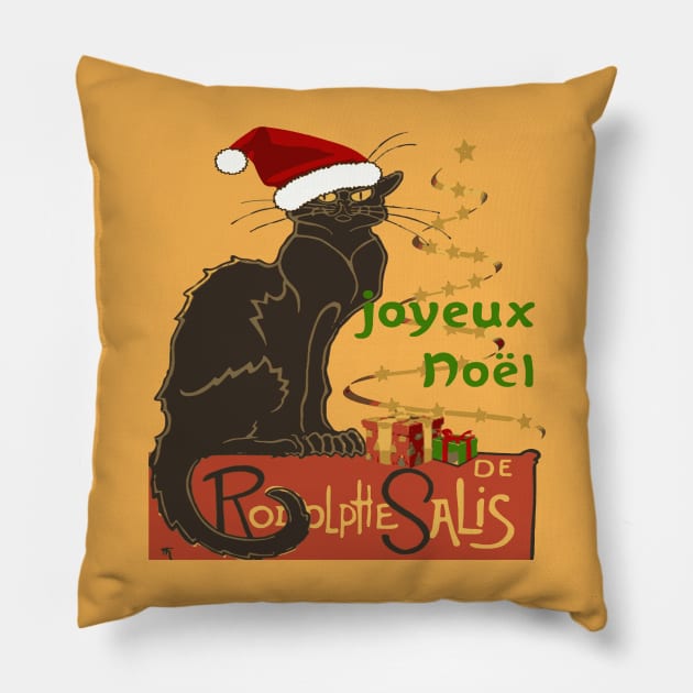 Joyeux Noel Le Chat Noir Christmas Spoof v2 Pillow by taiche