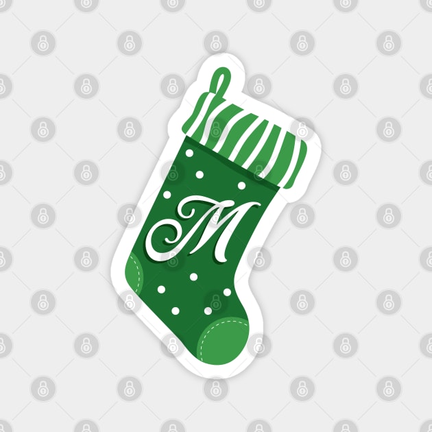 Christmas Stocking with Letter M Magnet by VicEllisArt