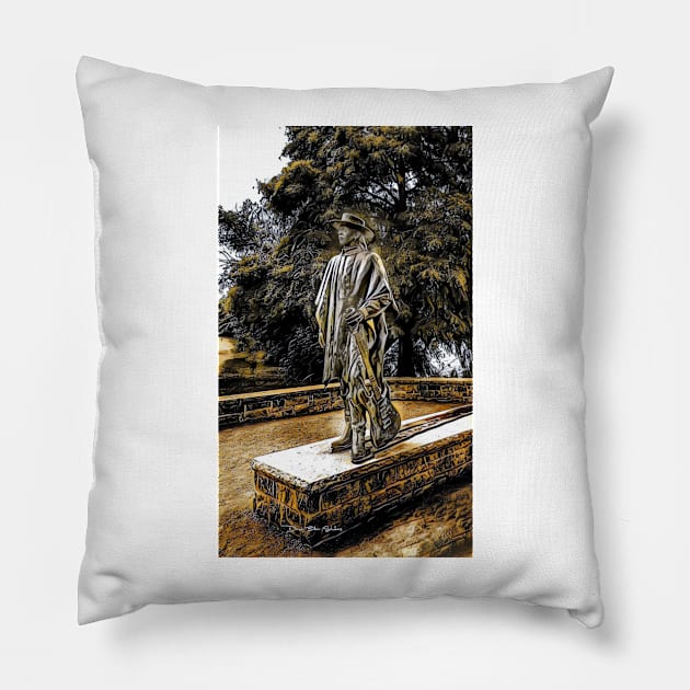 Stevie Ray Vaughan Statue - Austin, Texas - Graphic 3 Pillow by davidbstudios