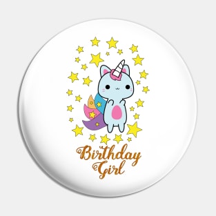 Kawaii Cat Birthday Girl Pin