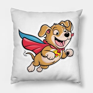 A Super Dog flying. Sticker, T-shirt Design Pillow