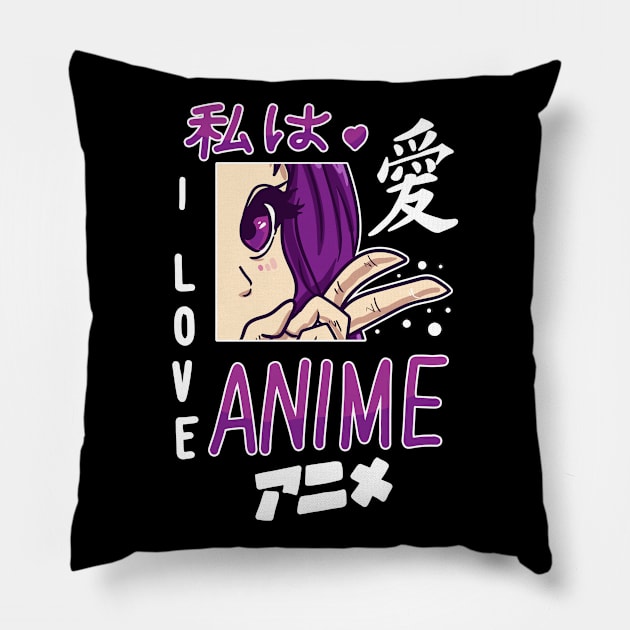 I Love Anime Merch Cosplay Anime Girl Otaku Gift Anime Pillow by TheTeeBee