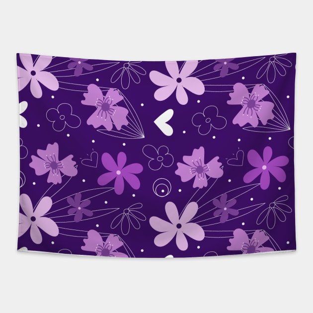 Purple Floral Pattern Tapestry by epiclovedesigns