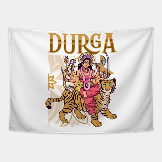 Hindu God - Durga Tapestry by Modern Medieval Design