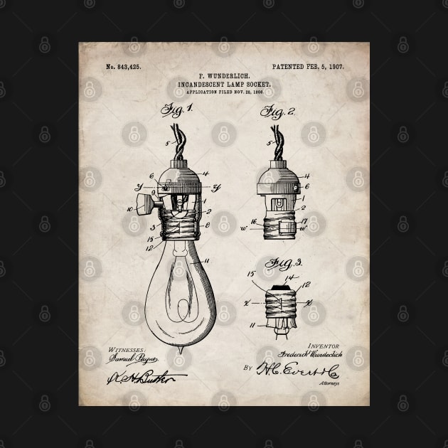 Light Bulb Patent - Designer Industrial Design Art - Antique by patentpress