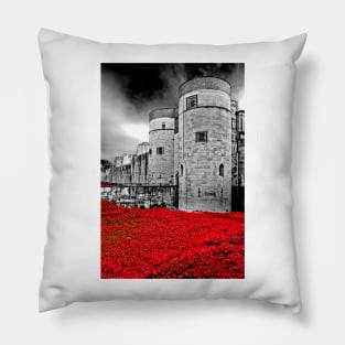 Tower of London Red Poppy Poppies Pillow