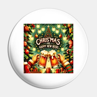 Christmas and Happy New Beers Pin