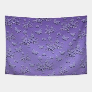 Flowers & butterflies in purple II Tapestry