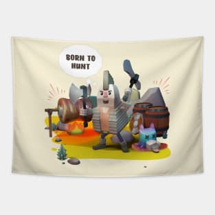 Born to hunt, Viking punk boy camping Tapestry