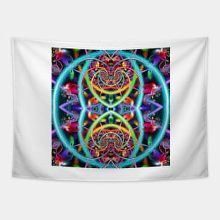 Multicoloured Symmetrical Mandala Abstract Tapestry