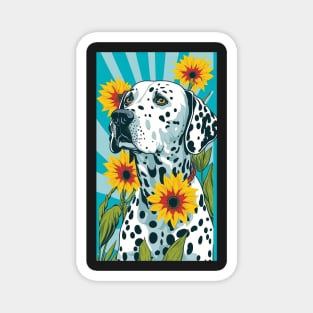 Dalmatian Dog Vibrant Tropical Flower Tall Retro Vintage Digital Pop Art Portrait Magnet