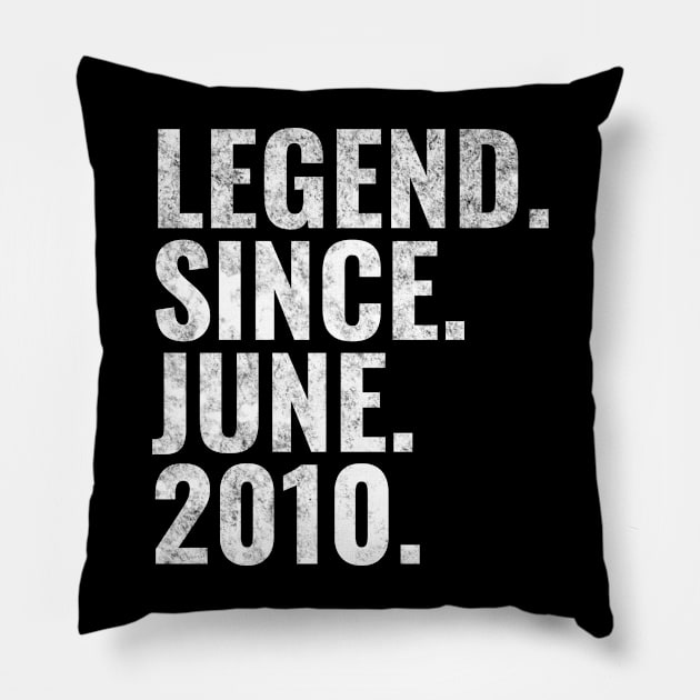 Legend since June 2010 Birthday Shirt Happy Birthday Shirts Pillow by TeeLogic