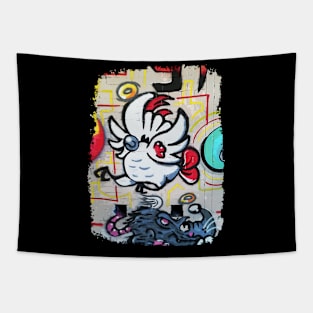 Parrot and rat - urban graffiti wall art Tapestry