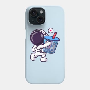 Cute Astronaut Holding Boba Milk Tea Drink Shape Cartoon Phone Case