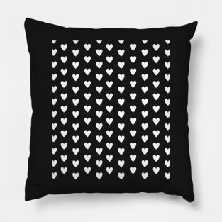 White Hearts, Polka Dots, Pattern on Black Pillow