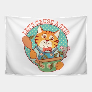 Let's Cause a Stir Cat and Mouse Tapestry