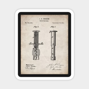 Corkscrew Patent - Wine Lover Home Kitchen Art - Antique Magnet