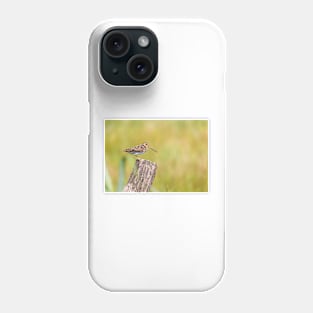 Common snipe bird sitting on tree trunk Phone Case