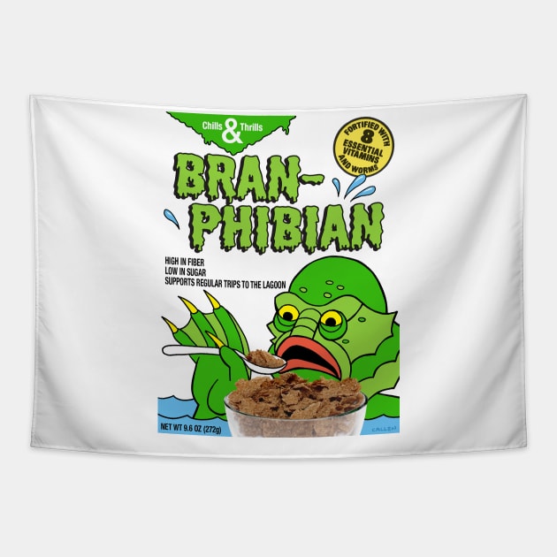 Monster Breakfast Cereal, Bran-phibian! Tapestry by Angel Robot