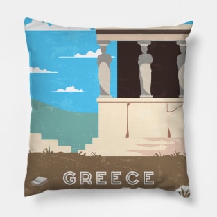 Athens, Greece. Retro travel poster Pillow