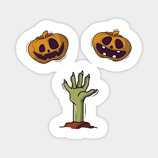 Spooky Pumpkin and Zombie Hand Magnet