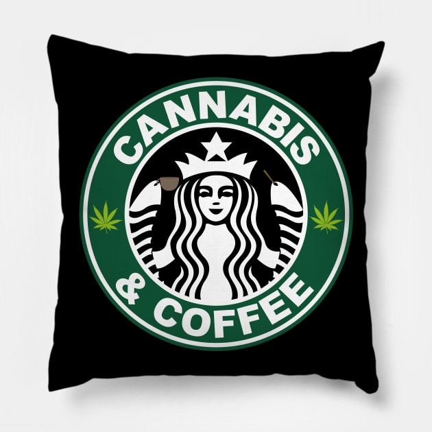 Cannabis & Coffee Pillow by DanielPurcell