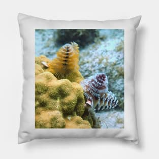 Pair of Colorful Christmas Tree Worms Pillow