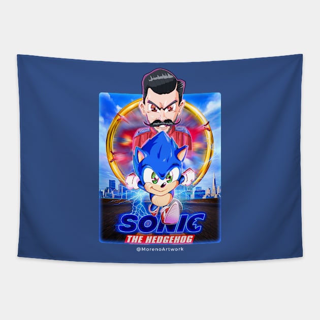 Sanic Blue Blur Tapestry by MorenoArtwork