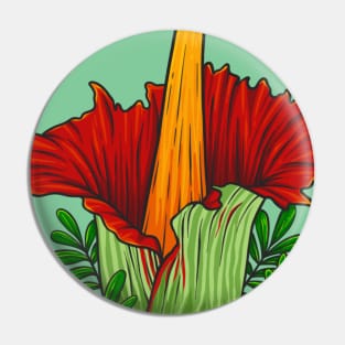 Vintage doodle illustration of Red Corpse Flower Pin