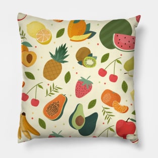 Illustrated Cute Fruits Pillow