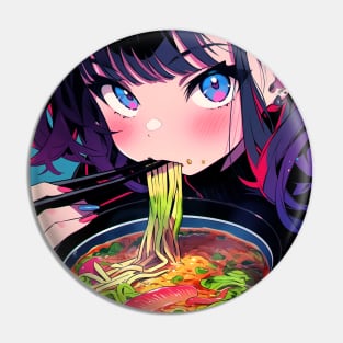 Cute Anime Girl |  Ramen Noodles | Hentaii Chibi Kawaii Design Pin