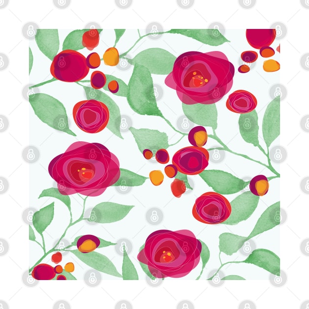 Red Blooms Pattern by Artskratch