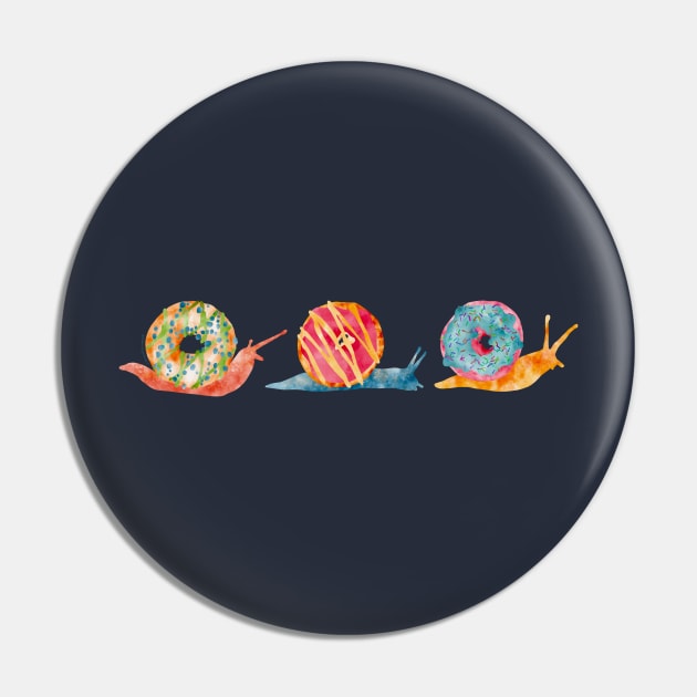 Tropical Donut Snails Watercolor Pin by venglehart