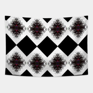 Black Diamond and Rose Pattern Tapestry