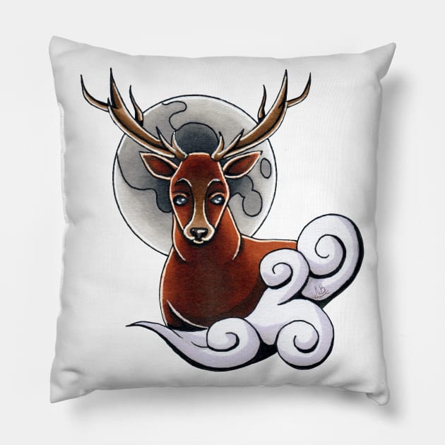 Moonlight Stag (WB) Pillow by MB's Workshop