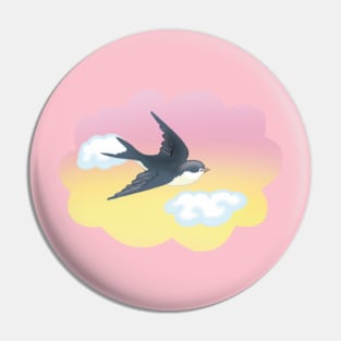 Swallow flies past the clouds Pin