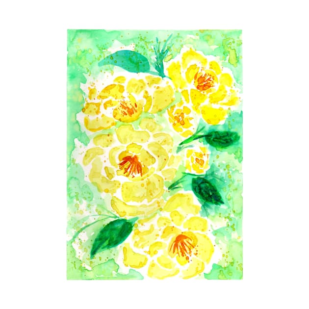 Yellow Watercolor Roses by ZeichenbloQ