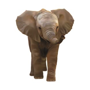 Baby Elephant illustration. Realistic elephant drawing, with his cute little trunk. Unique gift T-Shirt