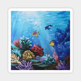 Blue Underwater Under the Sea Coral Reef Aquarium Saltwater Fish Magnet