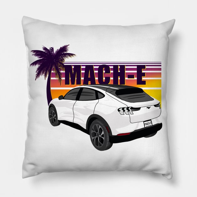 Sunset Mach-E in Star White Pillow by zealology